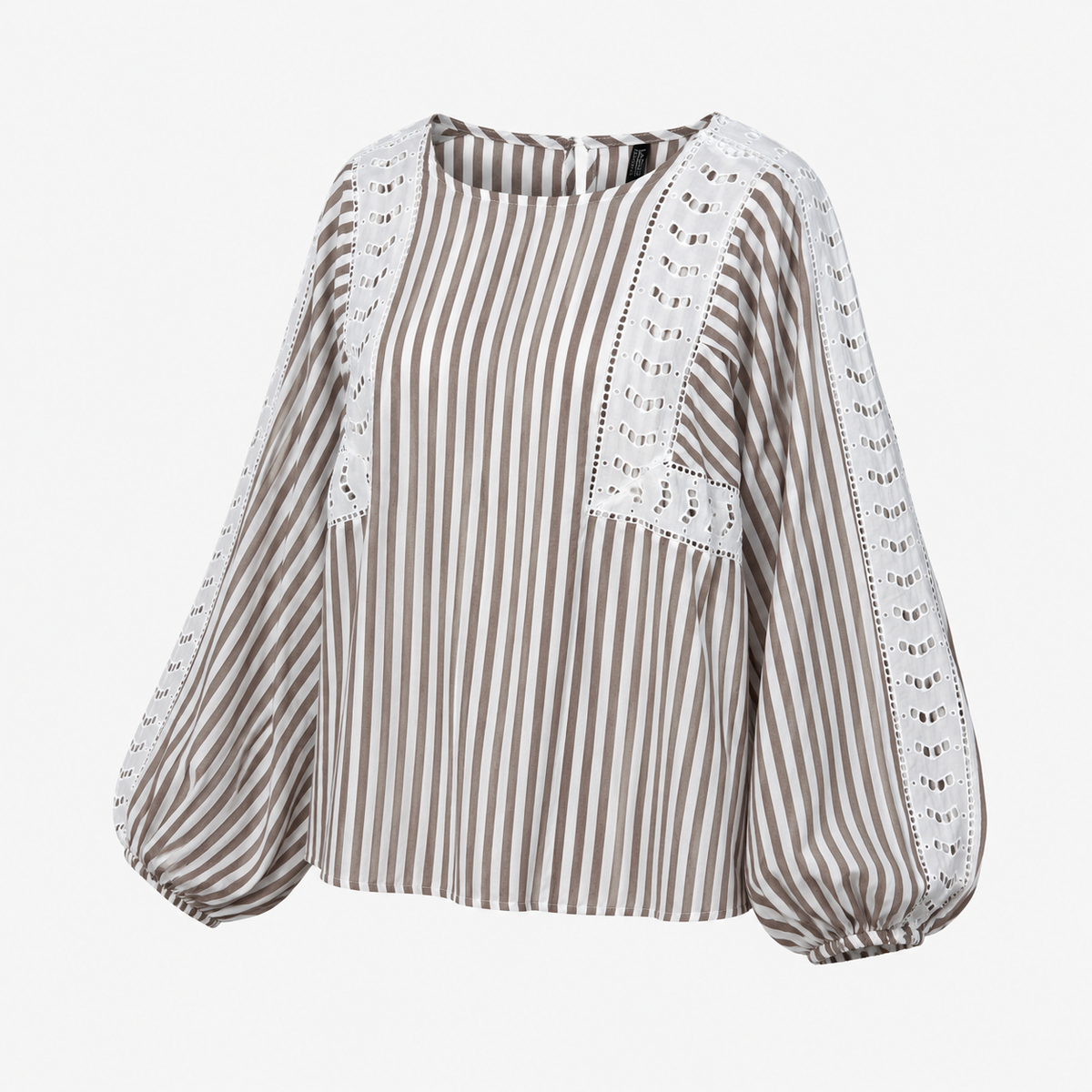 Bluză Ladies Fashion cu dungi și broderie