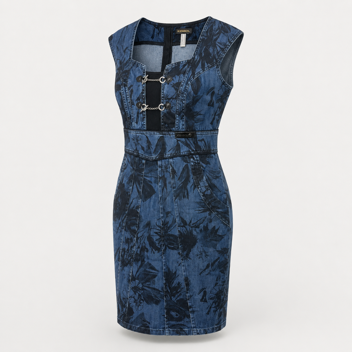 Rochie Kensol denim cu imprimeu floral