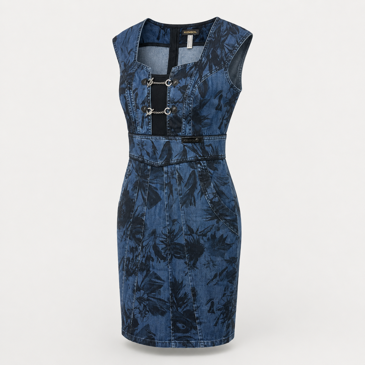 Rochie Kensol denim cu imprimeu floral