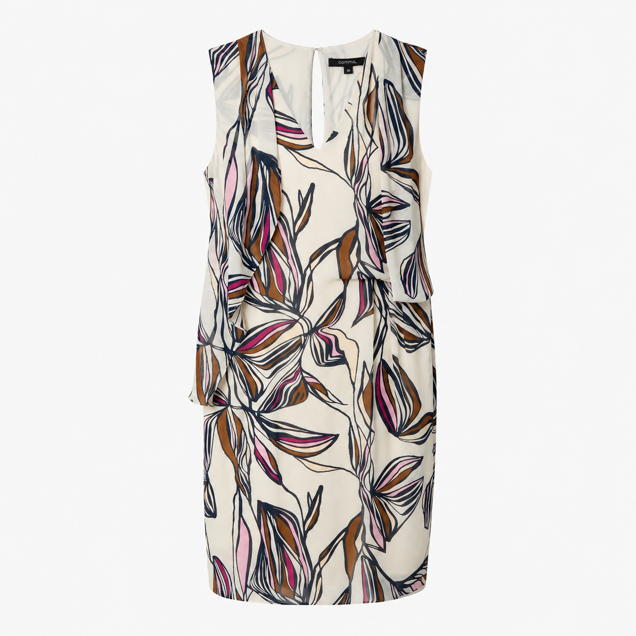 Rochie Comma bej cu imprimeu abstract floral