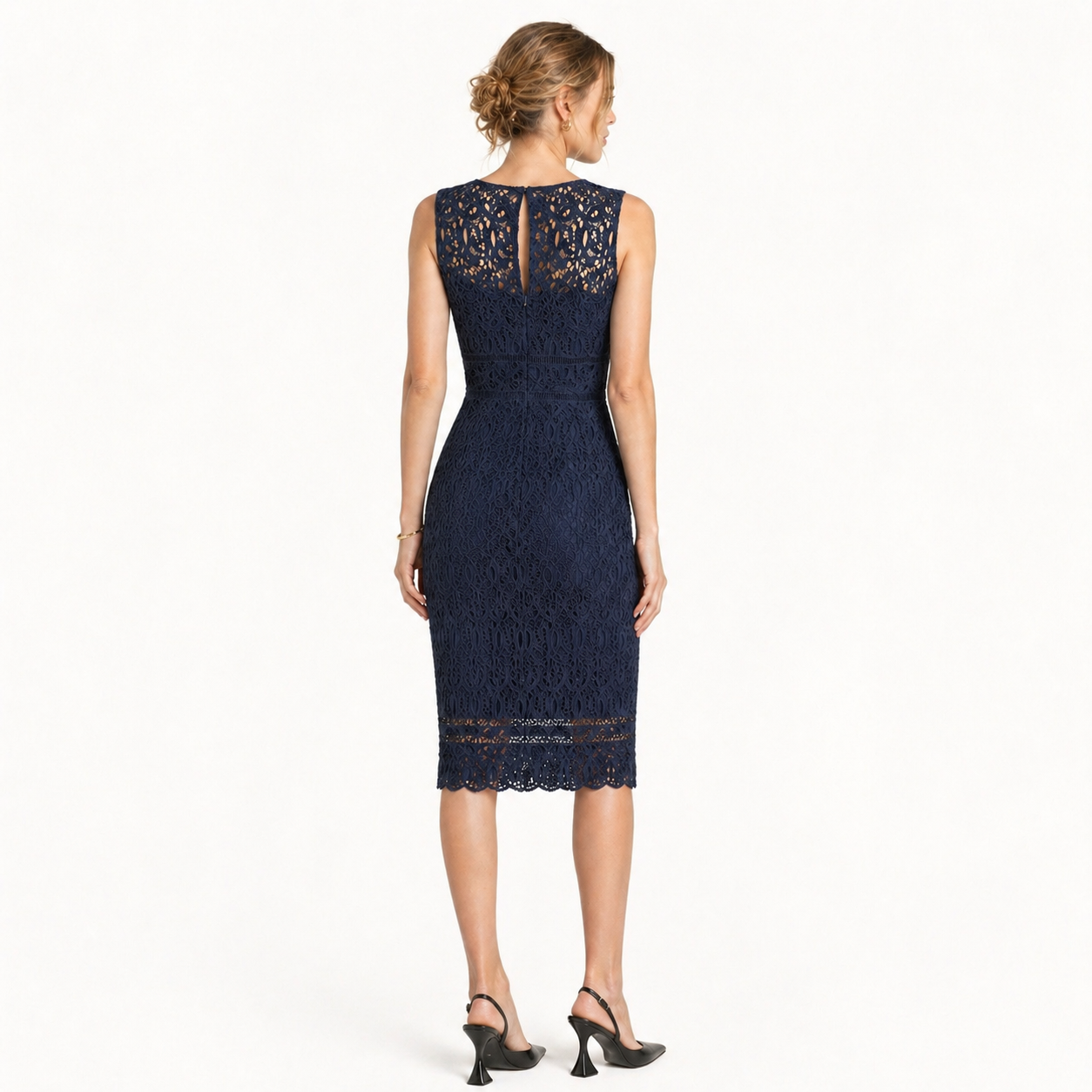 Rochie bleumarin Massimo Dutti din dantelă