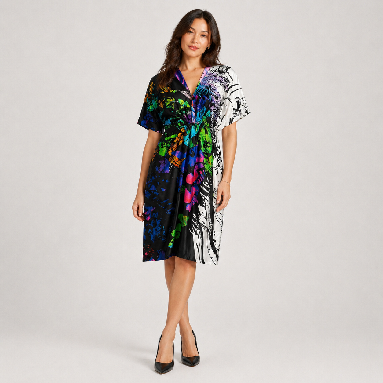 Rochie din mătase naturală Marina Rinaldi cu print multicolor