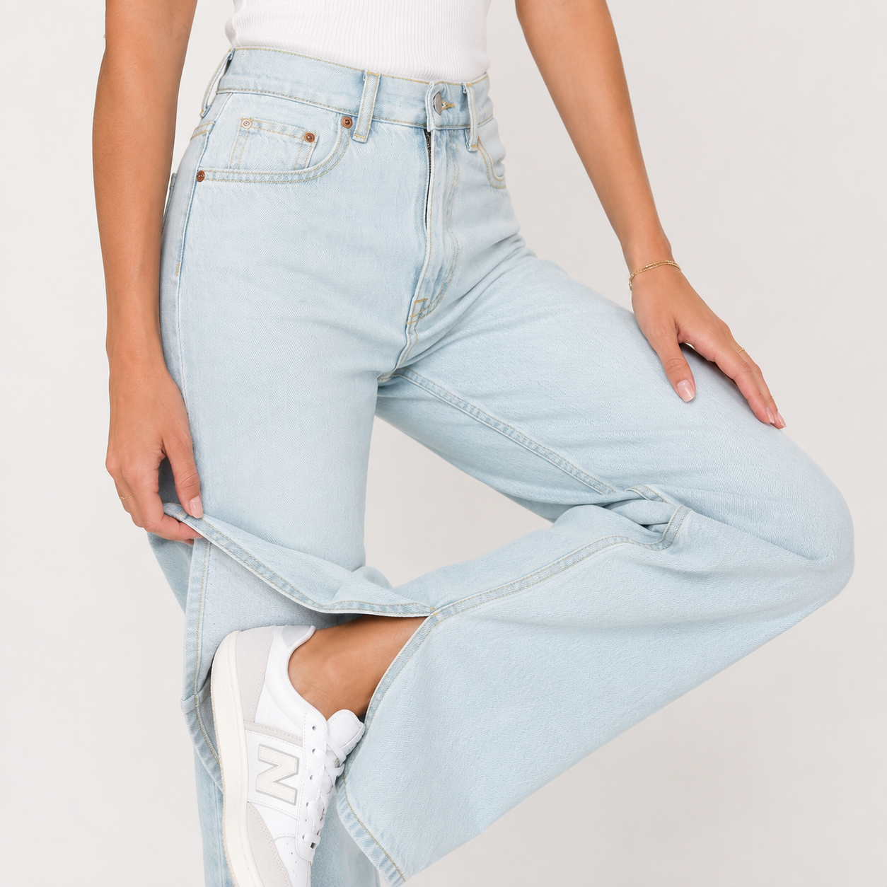 Blugi Review albastru deschis wide leg