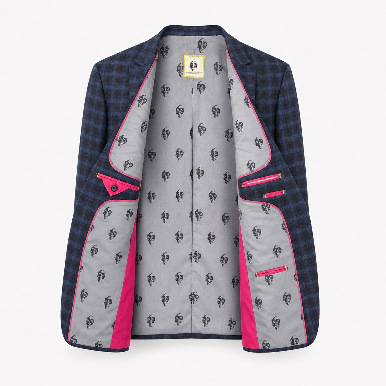 Sacou Noose & Monkey bleumarin cu carouri