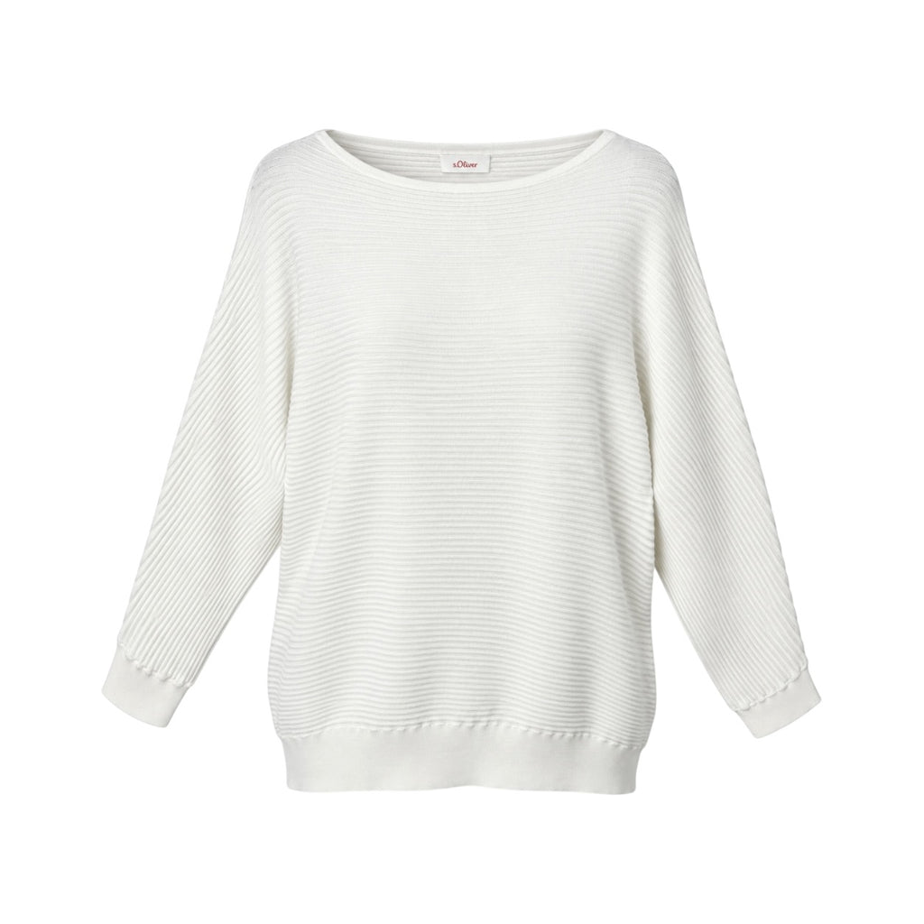 Pulover s.Oliver crem oversized, față pe manechin invizibil