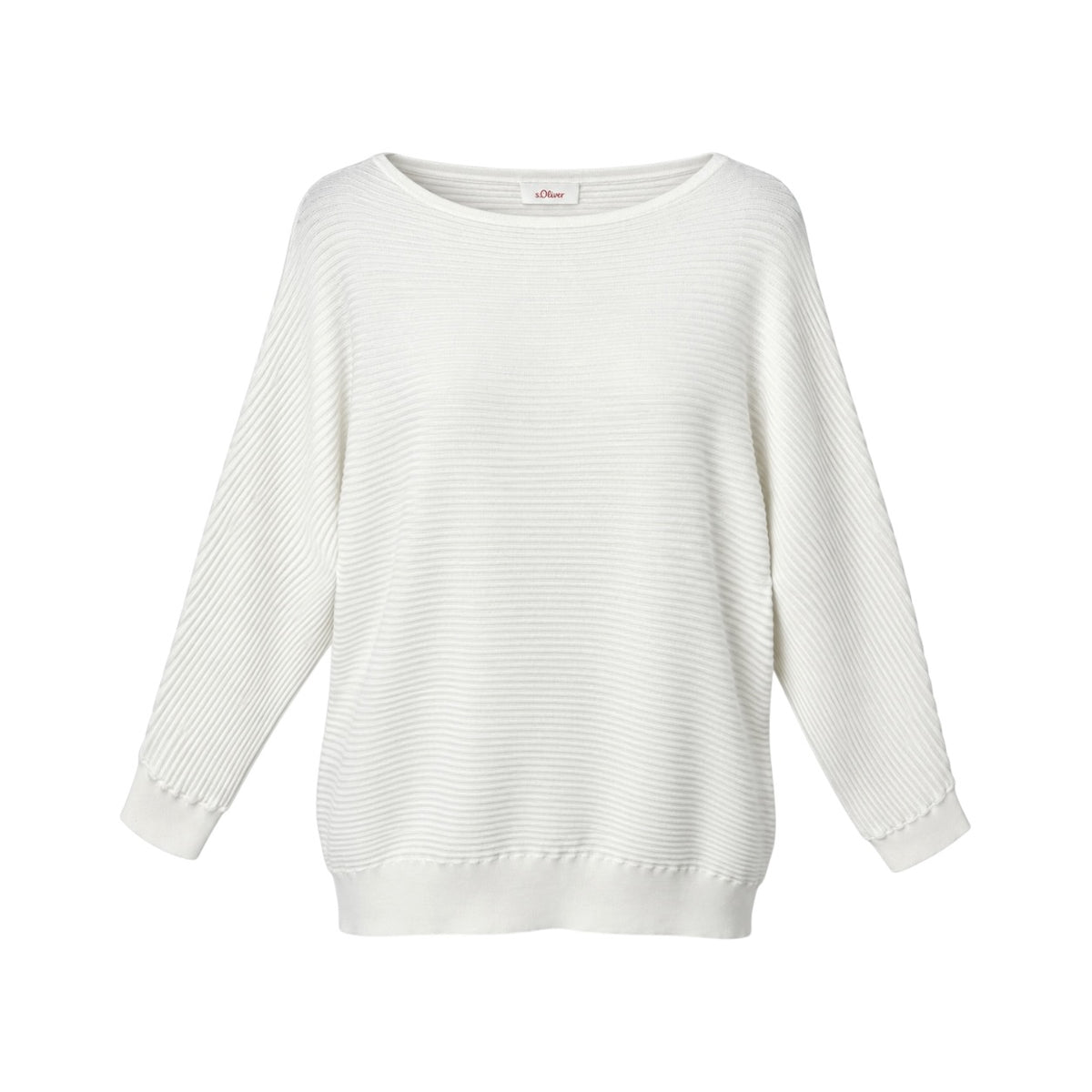 Pulover s.Oliver crem oversized, față pe manechin invizibil