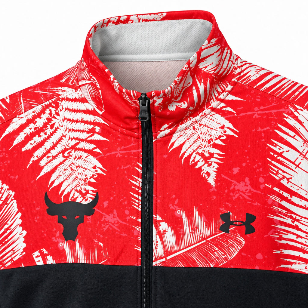 Detaliu guler și fermoar jachetă Under Armour Project Rock