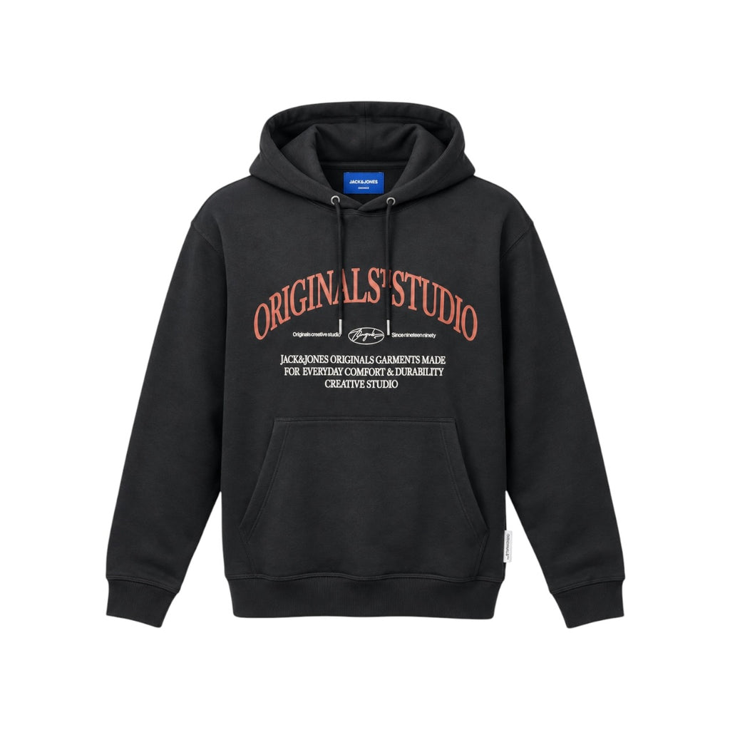 Hanorac Jack & Jones Originals Studio negru, față pe manechin invizibil