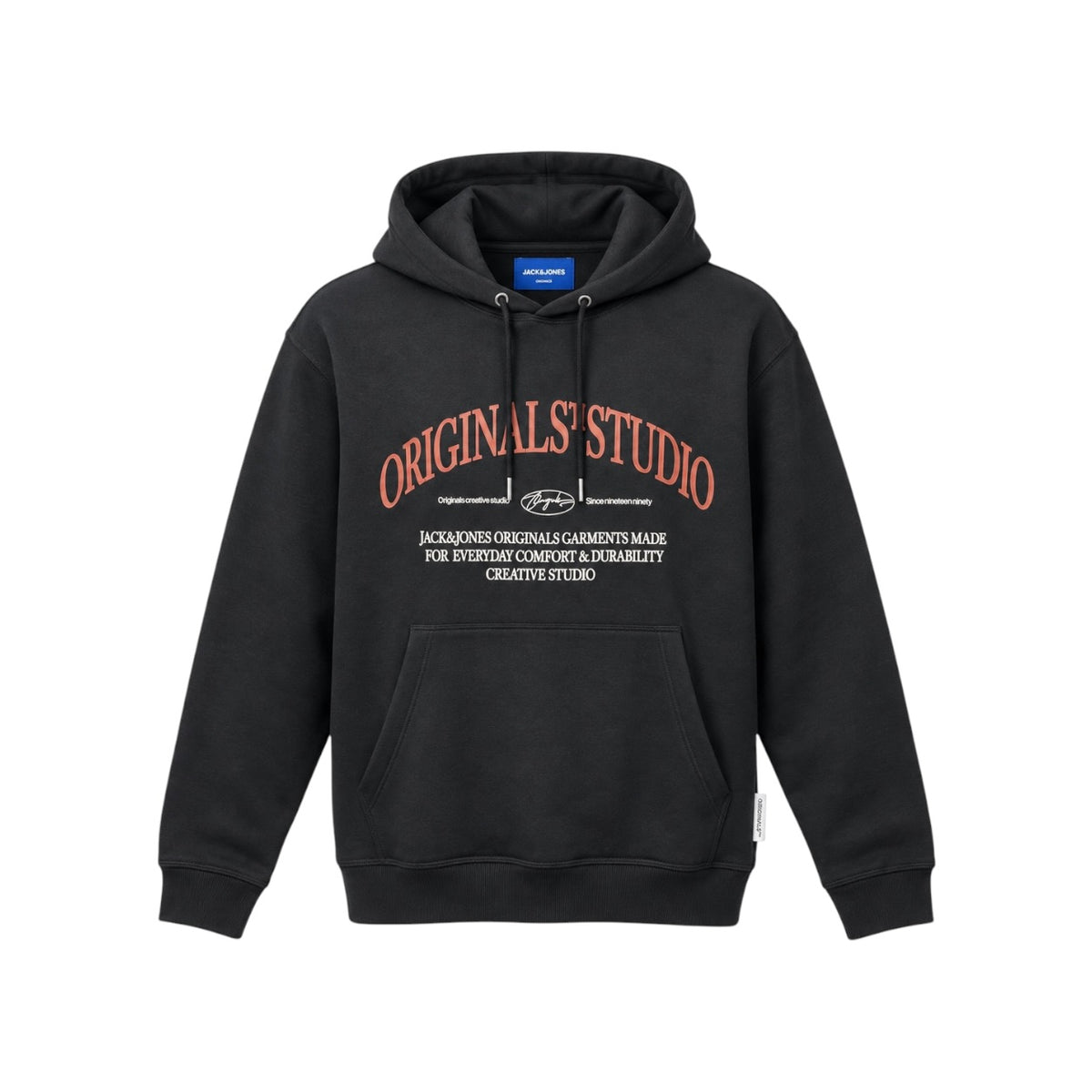 Hanorac Jack & Jones Originals Studio negru, față pe manechin invizibil