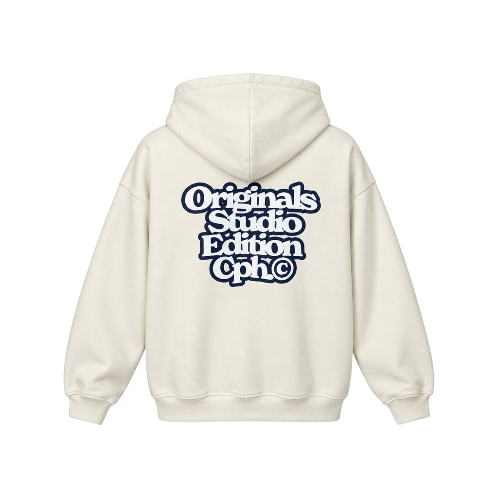Hanorac Jack & Jones Originals Astoria alb-crem pe manechin invizibil, spate