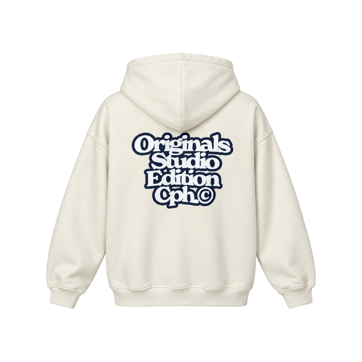 Hanorac Jack & Jones Originals Astoria alb-crem pe manechin invizibil, spate