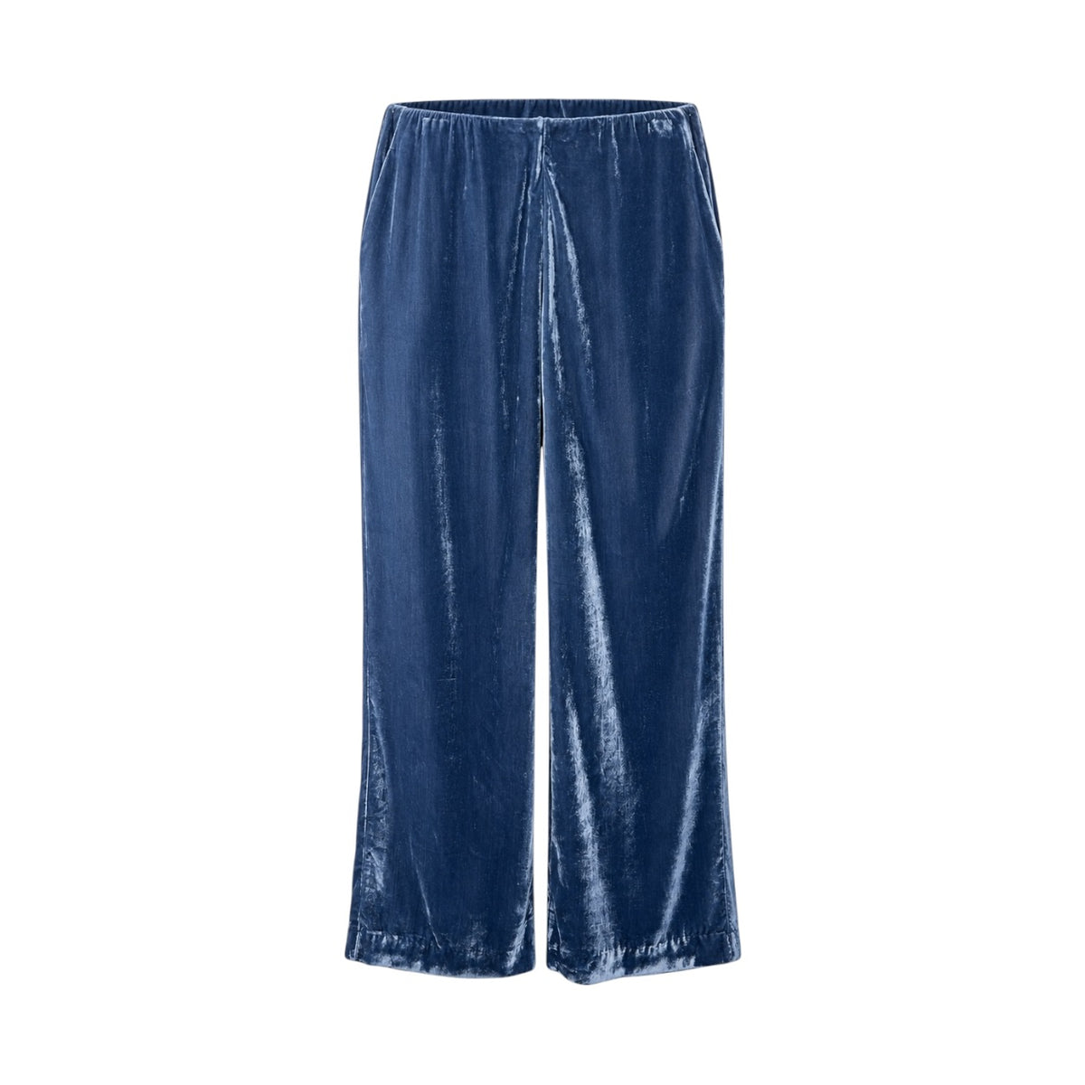 Pantaloni MASAI Petule din catifea albastră, fotografie de produs față pe manechin invizibil
