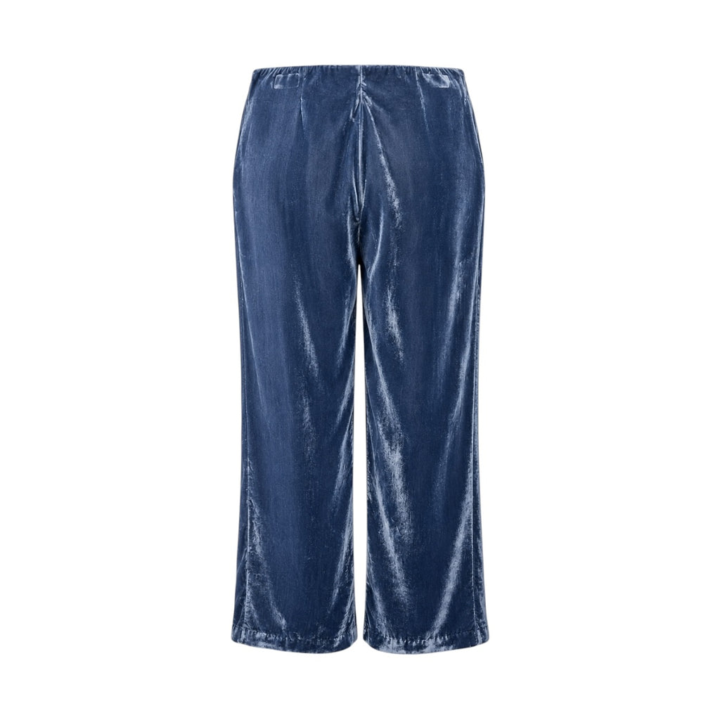 Pantaloni MASAI Petule din catifea albastră, fotografie de produs spate pe manechin invizibil