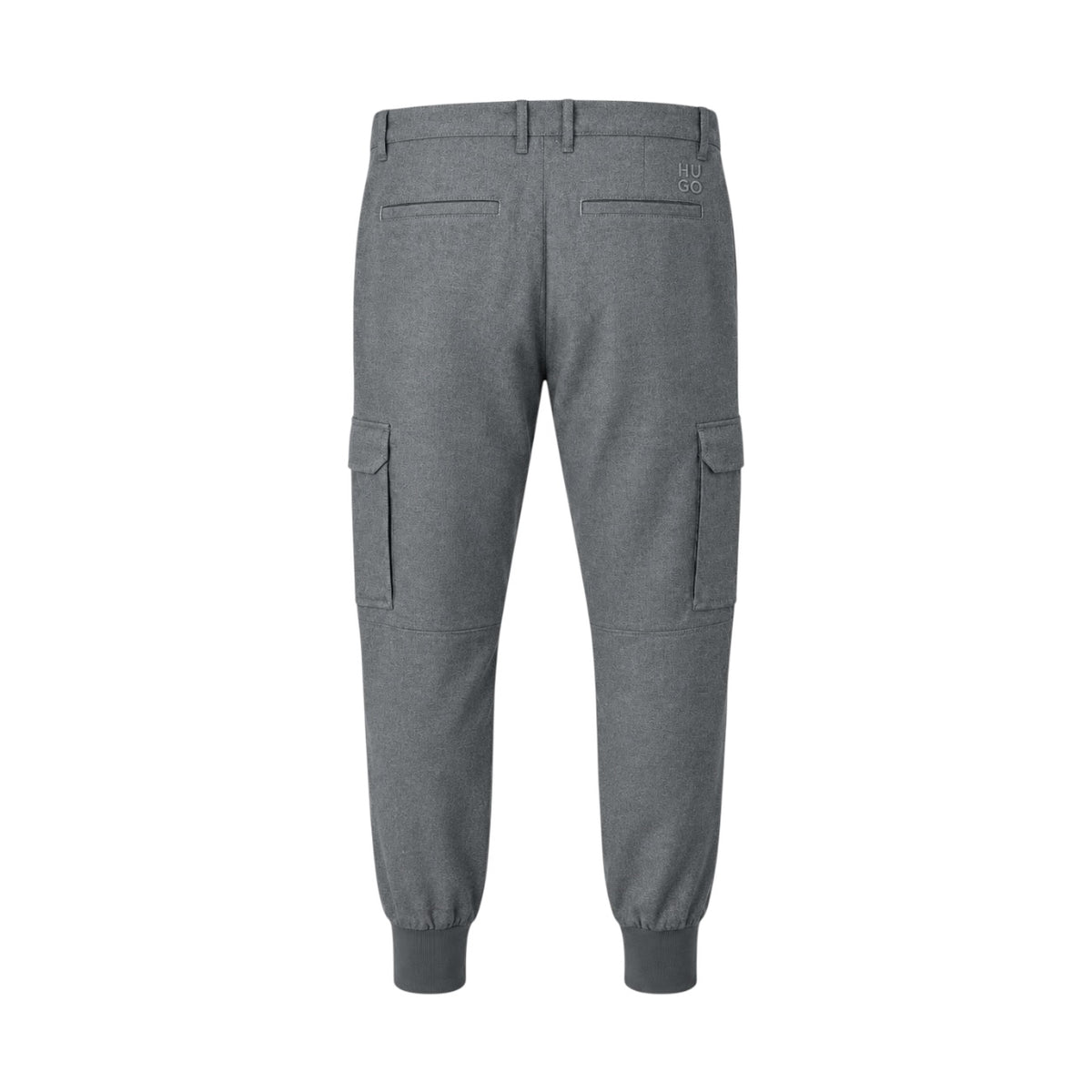 Pantaloni HUGO cargo gri pe manechin invizibil, vedere din spate