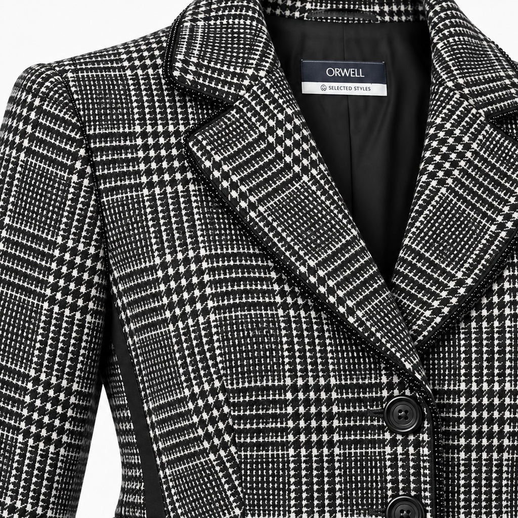 Sacou ORWELL Selected Styles detaliu rever și material în carouri