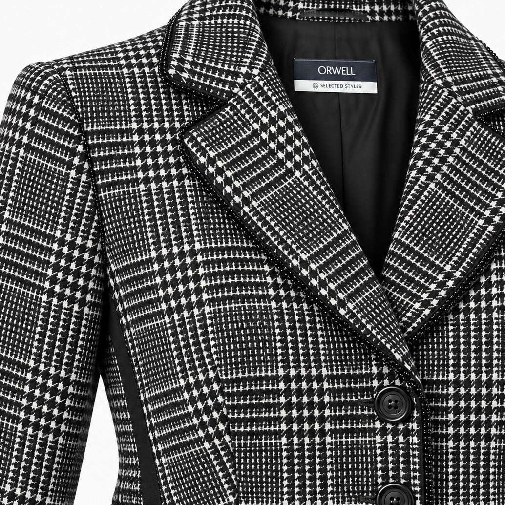 Sacou ORWELL Selected Styles detaliu rever și material în carouri
