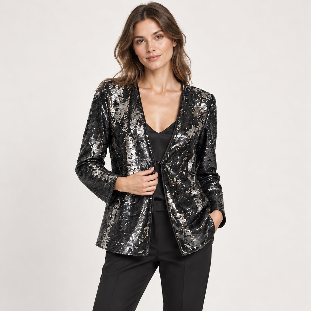 Jachetă Intimissimi cu paiete reversibile, vedere față pe model