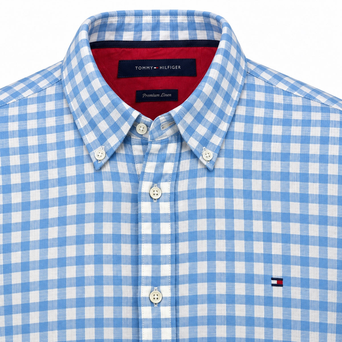 Cămașă Tommy Hilfiger Premium Linen, detaliu guler pe manechin invizibil