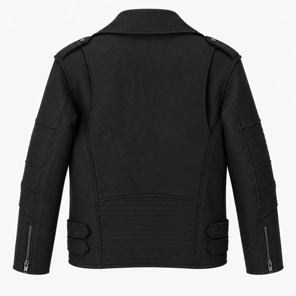 Jachetă biker Alexander Wang x H&M neagră, spate pe manechin invizibil