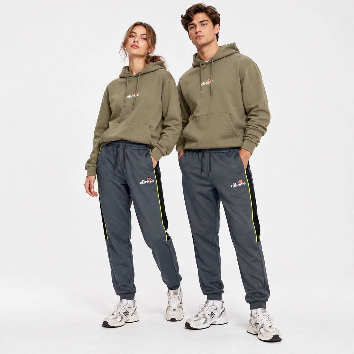 Pantaloni ellesse de trening gri, vedere completă pe modele, față