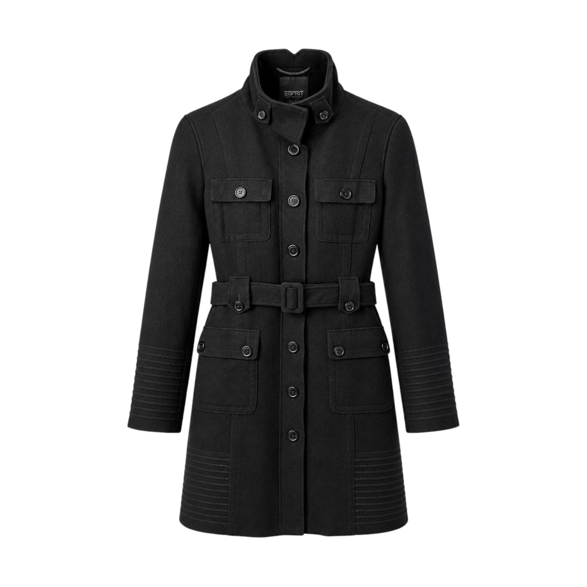 Palton Esprit Collection negru cu patru buzunare, fotografie produs față