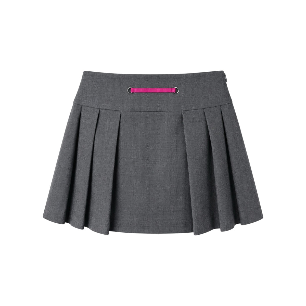 Fustă Pennyblack gri cu pliuri late și fermoare fucsia, fotografie produs față