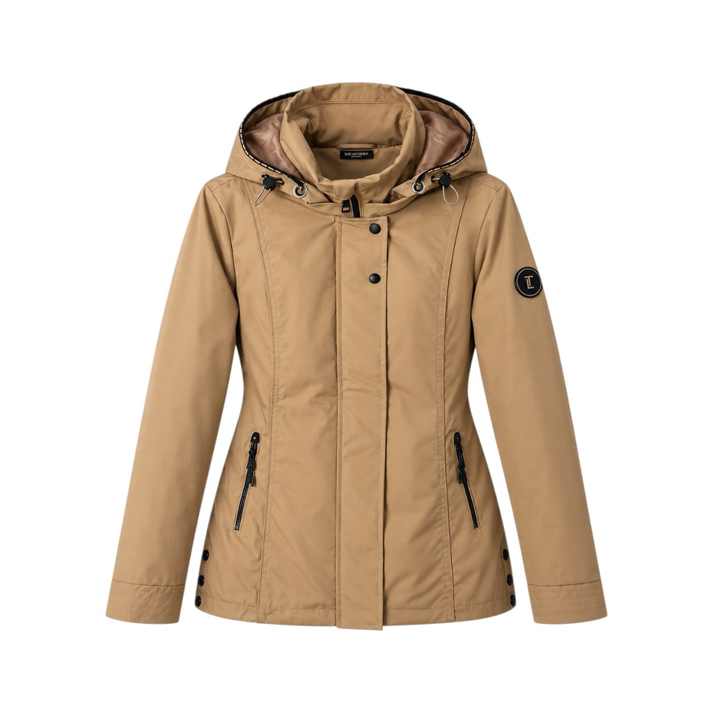 Jachetă Laura Torelli Classic camel, prezentare frontală pe manechin invizibil