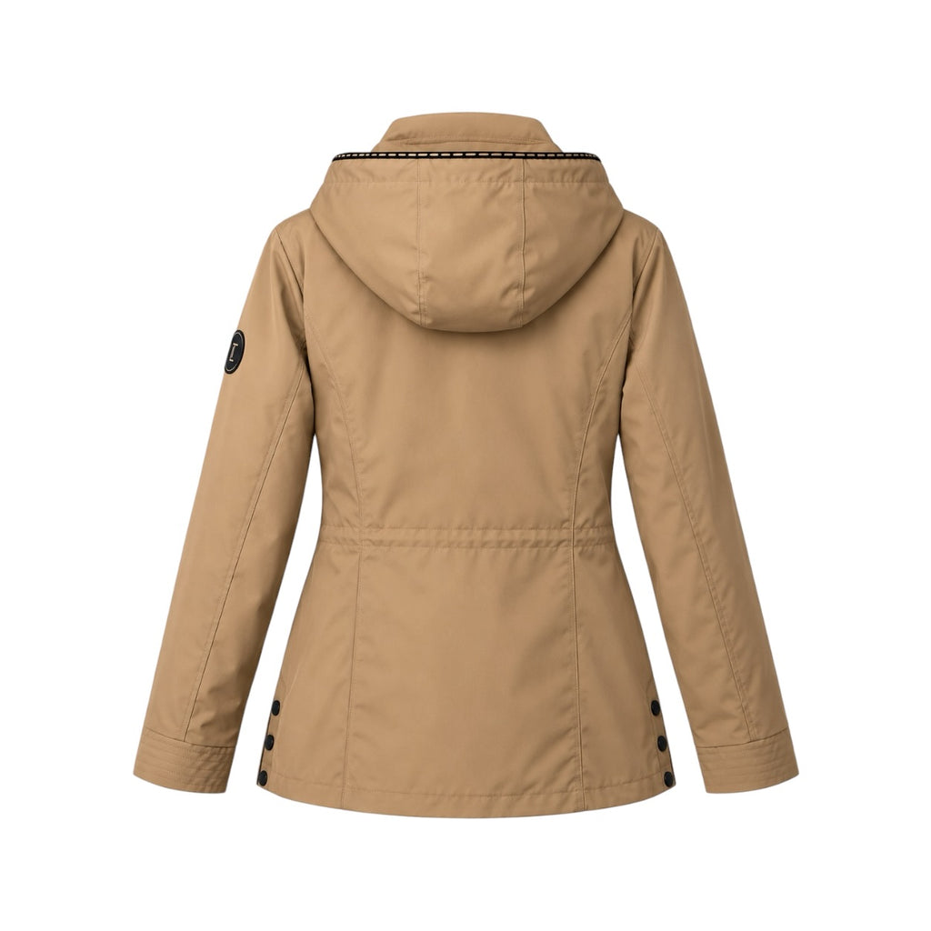 Jachetă Laura Torelli Classic camel, prezentare din spate pe manechin invizibil