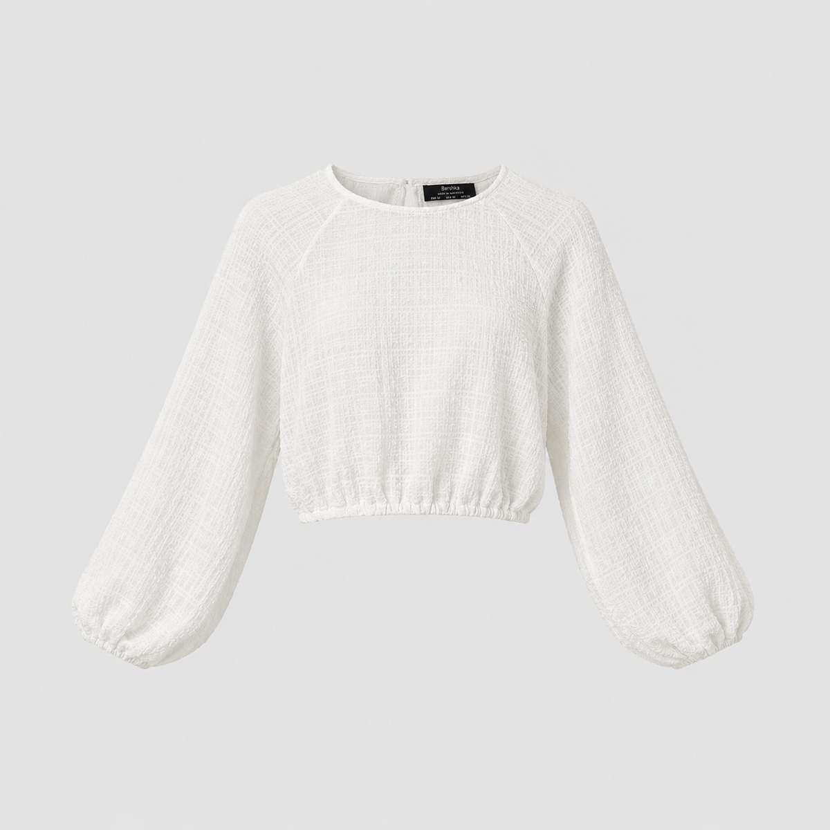 Bluză Bershka albă crop cu spate decupat