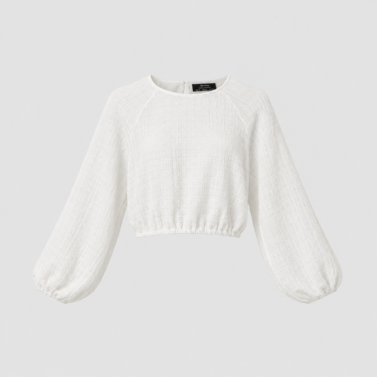 Bluză Bershka albă crop cu spate decupat