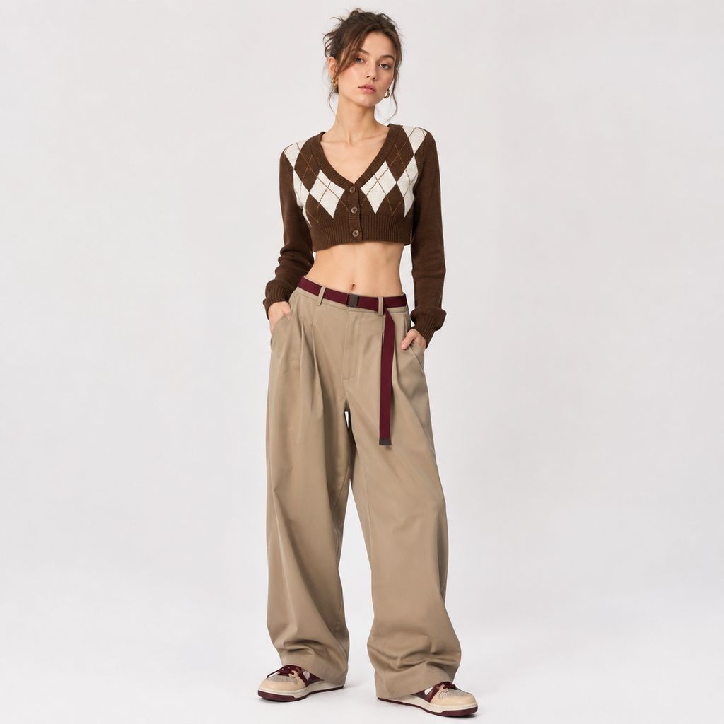 Cardigan H&M Divided cropped cu model argyle