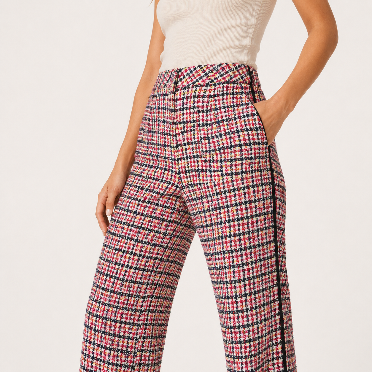 Pantaloni Karl Lagerfeld wide leg din mătase cu imprimeu multicolor