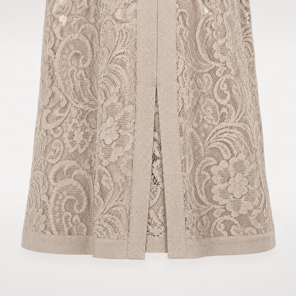 Set rochie din dantelă și cardigan Comma bej