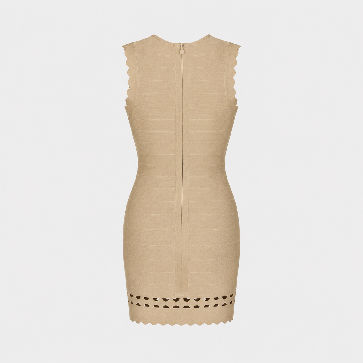 Rochie Mangano bej bodycon fără mâneci