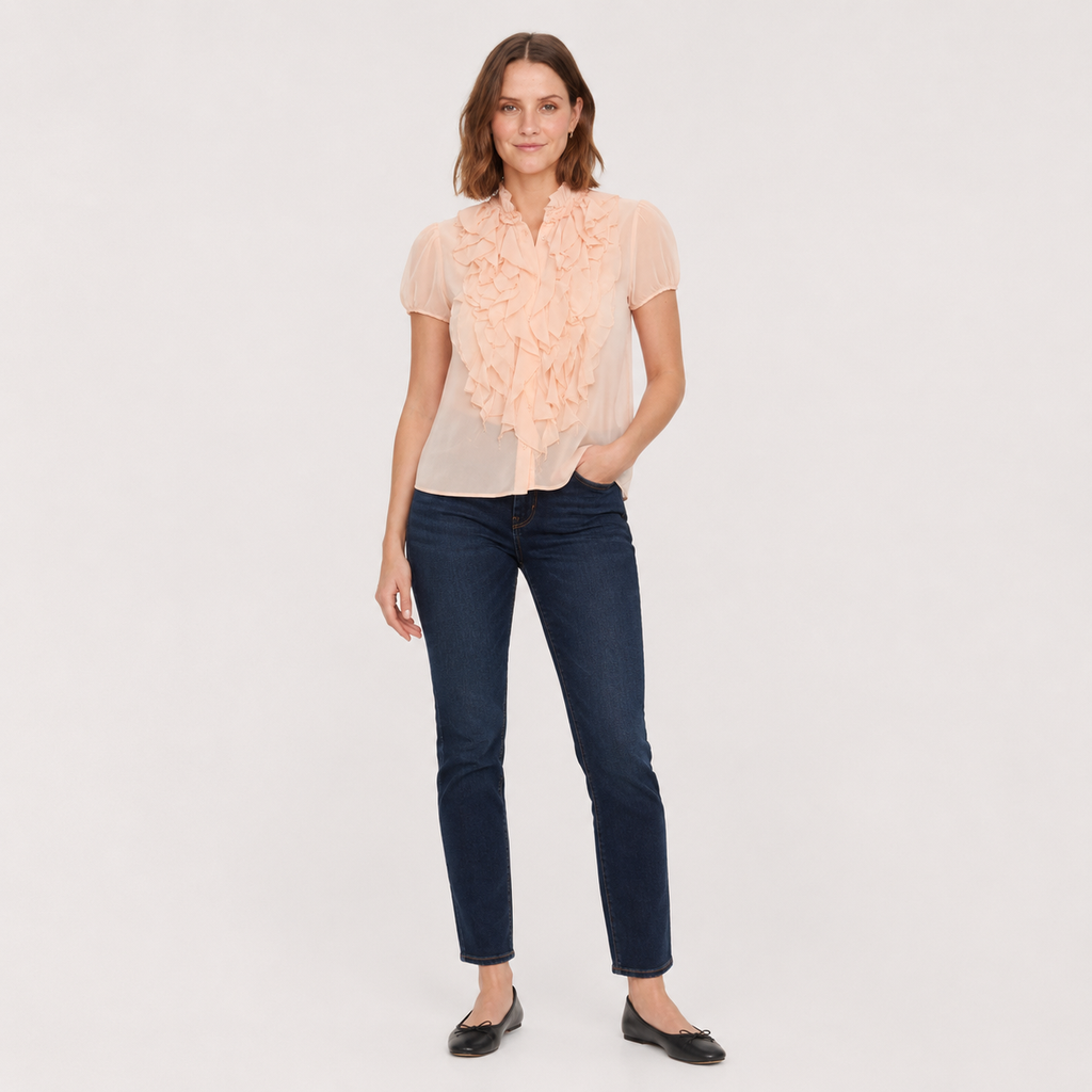 Bluză Saint Tropez peach cu volane