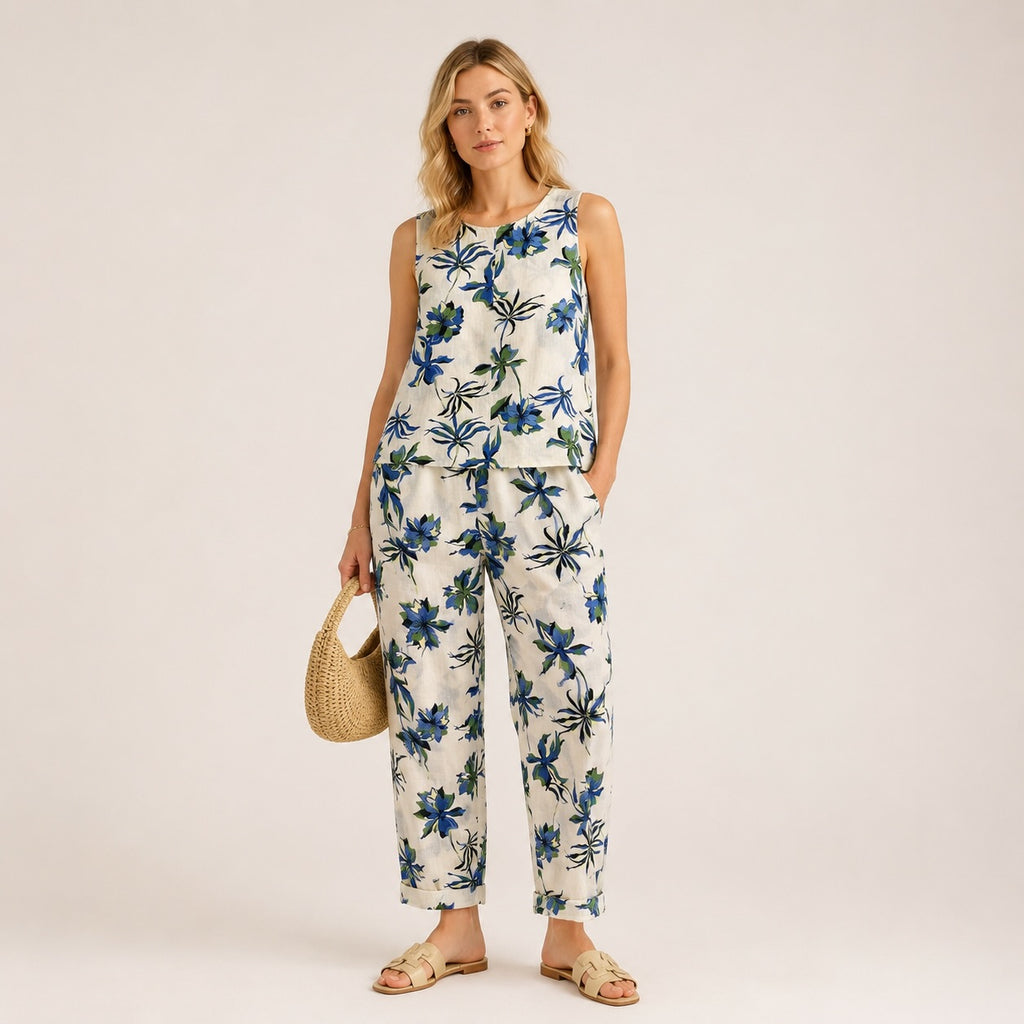 Set United Colors of Benetton Pure Linen cu imprimeu floral