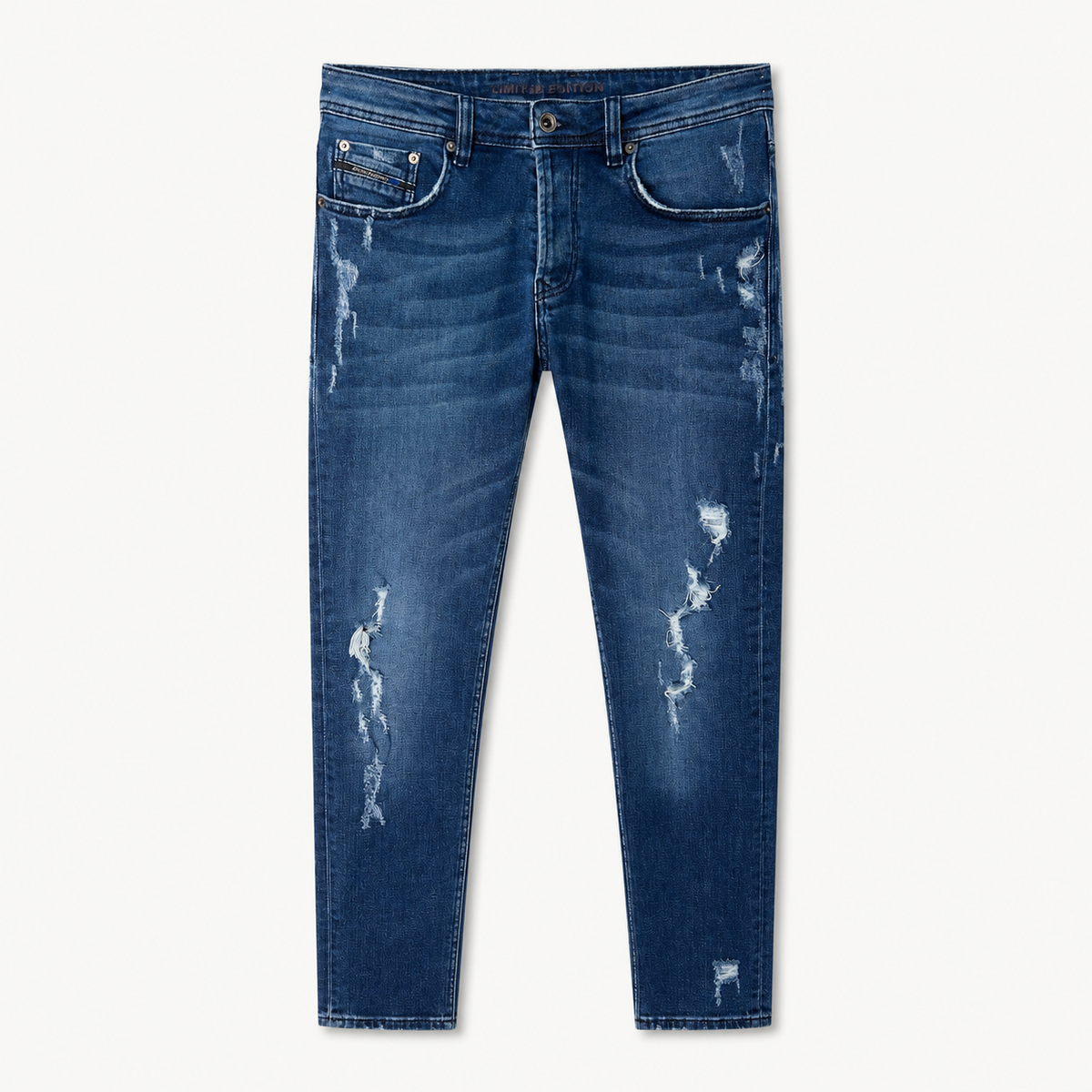 Blugi Diesel Limited Edition albastru închis distressed