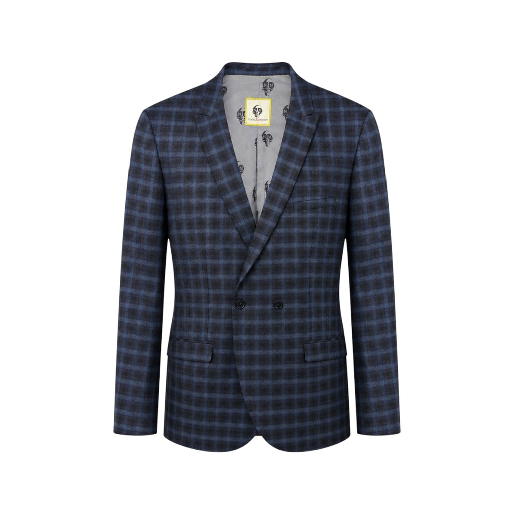 Sacou Noose & Monkey bleumarin cu carouri