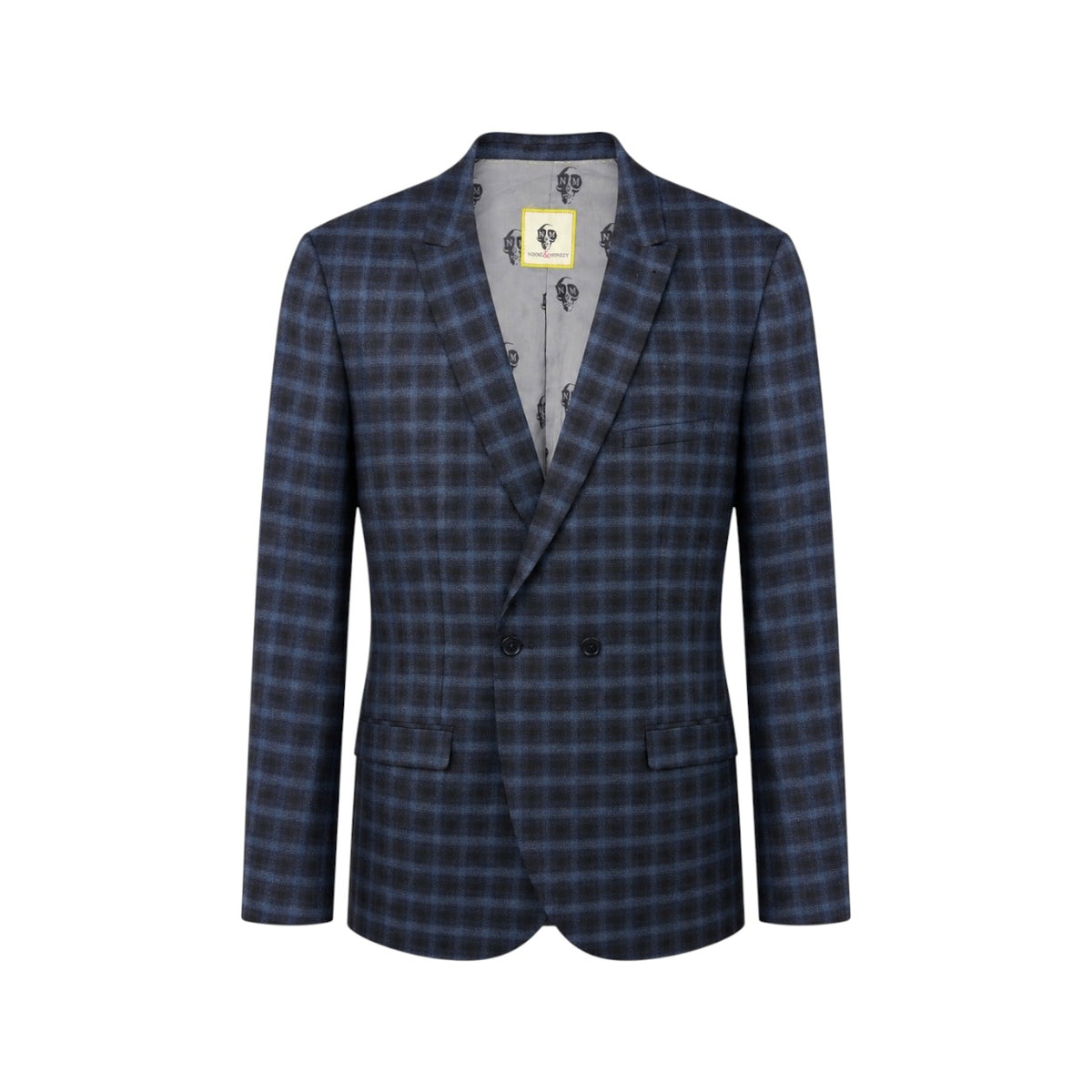 Sacou Noose & Monkey bleumarin cu carouri