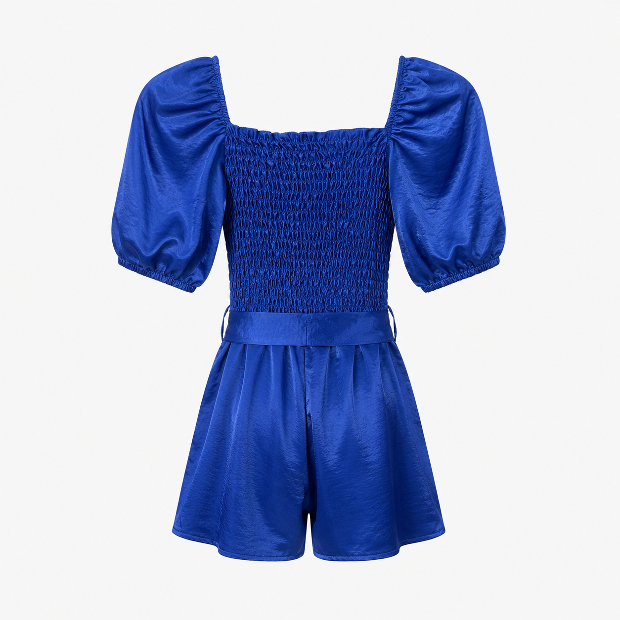 Salopetă scurtă Sisters Point albastru cobalt cu mâneci bufante