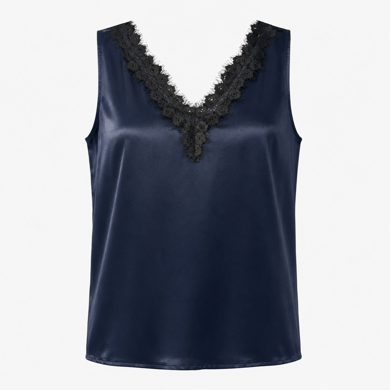 Top s.Oliver Black Label bleumarin satinat cu dantelă
