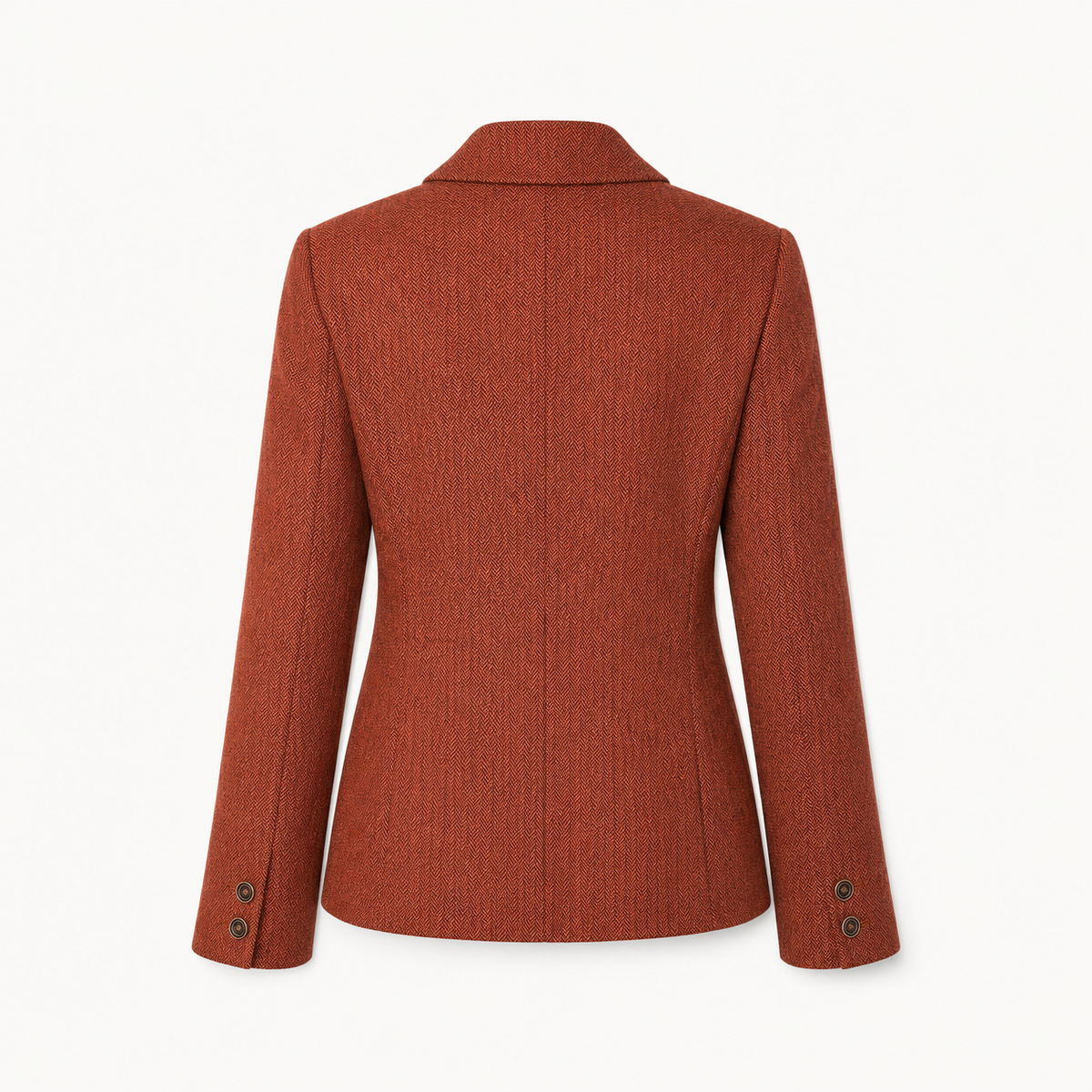 Sacou Madeleine cărămiziu din amestec de lână cu model herringbone