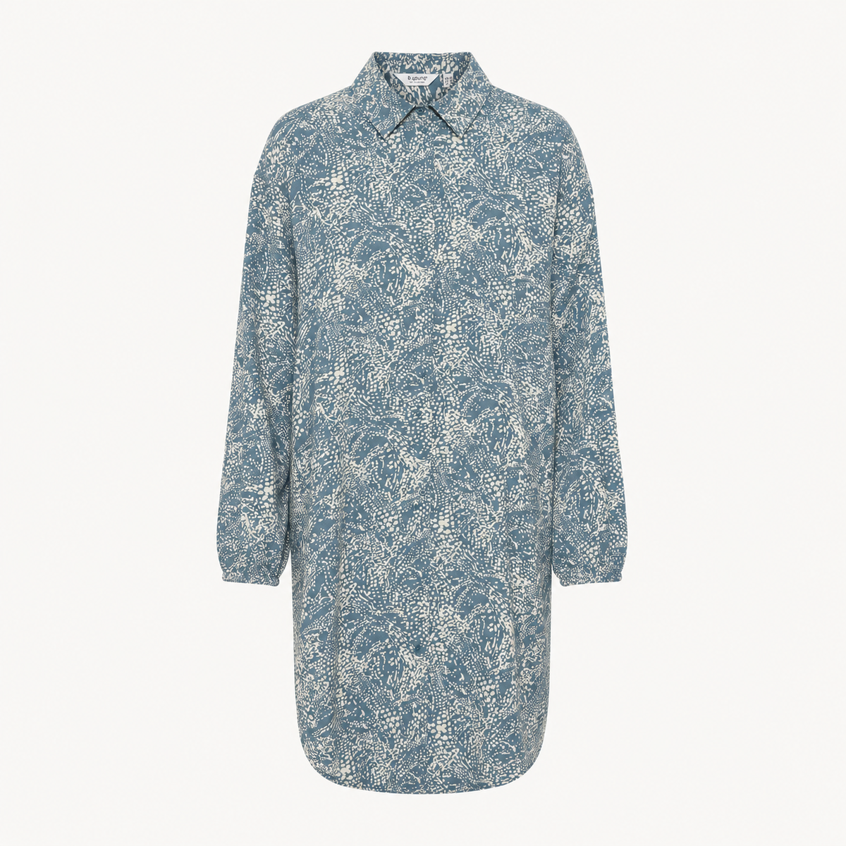 Rochie tip cămașă b.young albastru smoke cu imprimeu abstract
