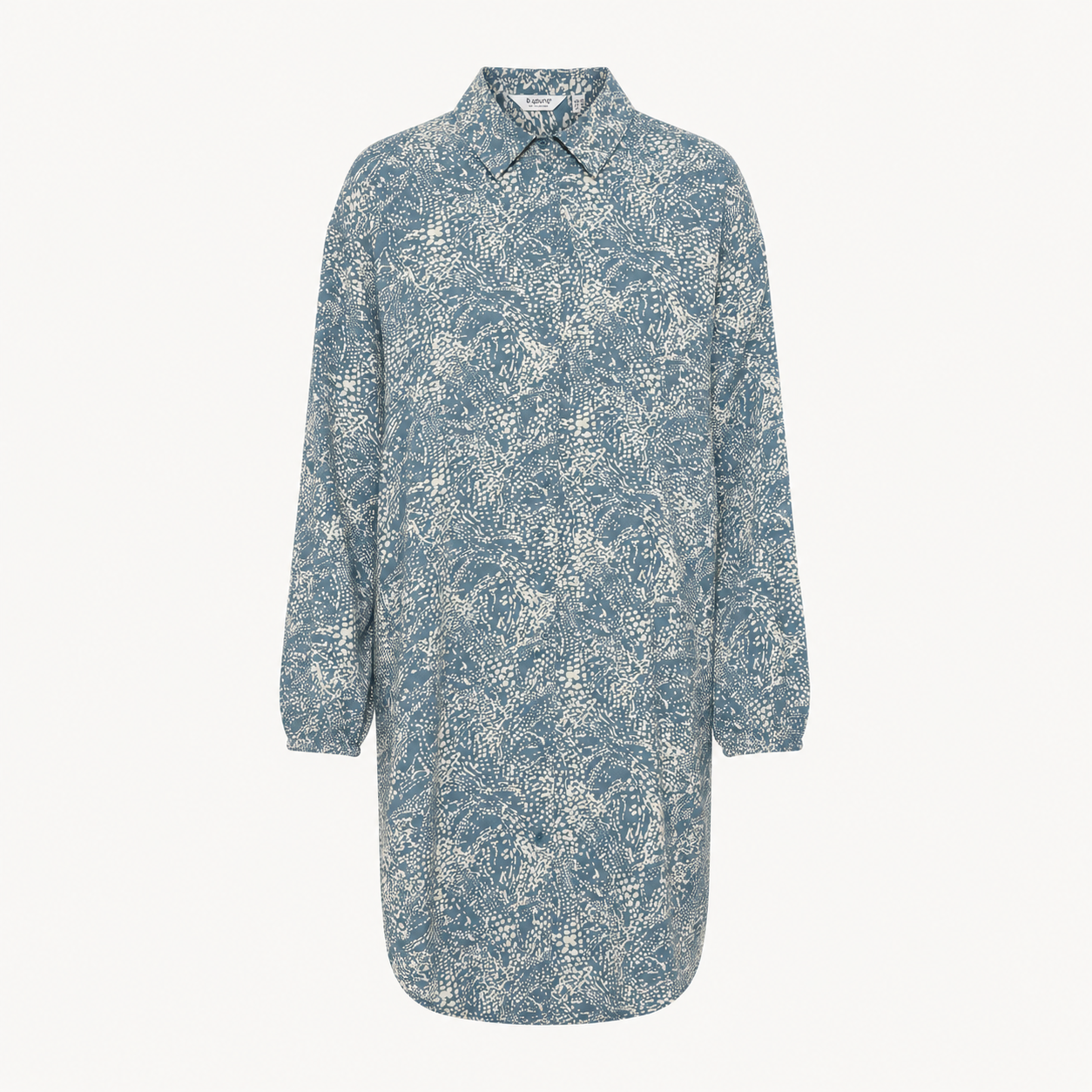 Rochie tip cămașă b.young albastru smoke cu imprimeu abstract