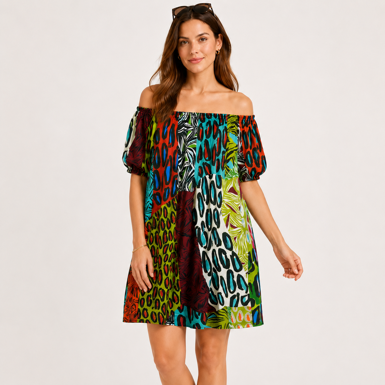 Rochie Marc Cain multicoloră cu umeri goi