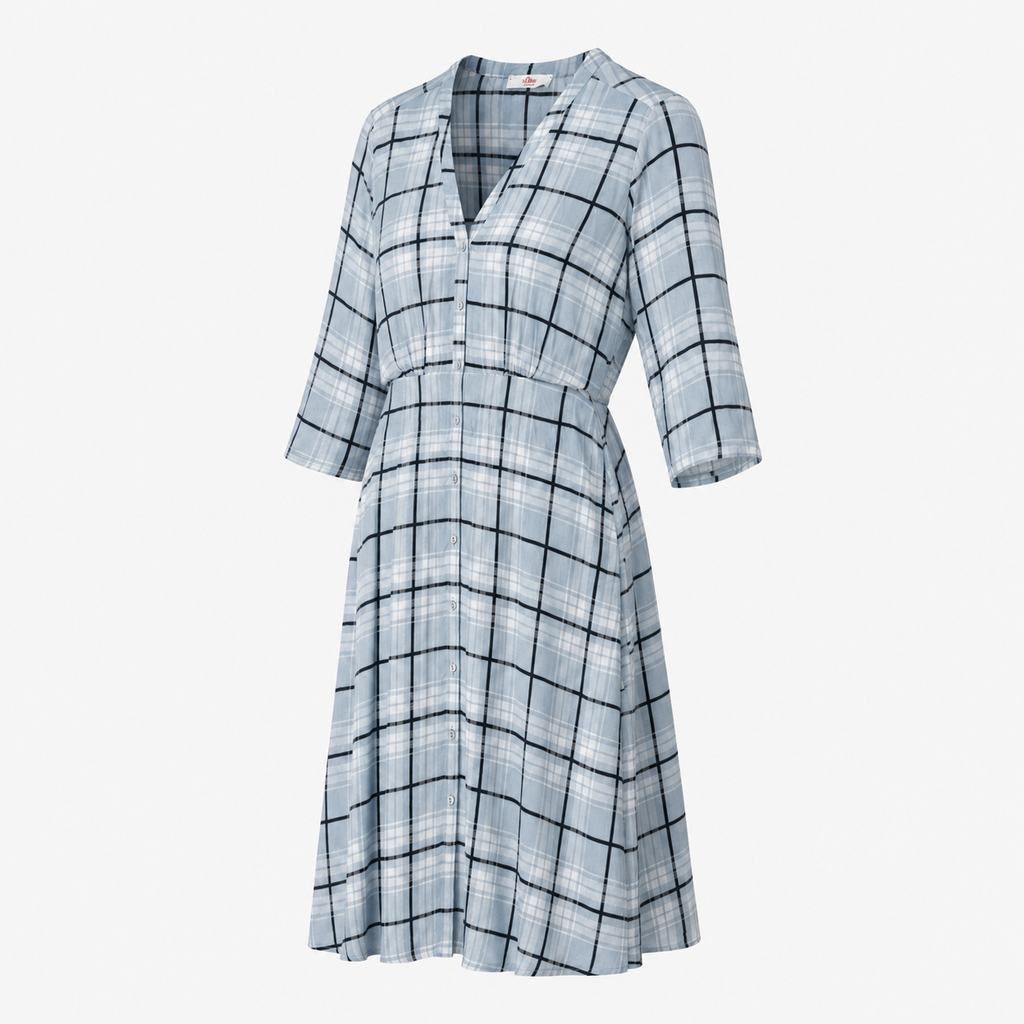 Rochie s.Oliver bleu în carouri din vâscoză