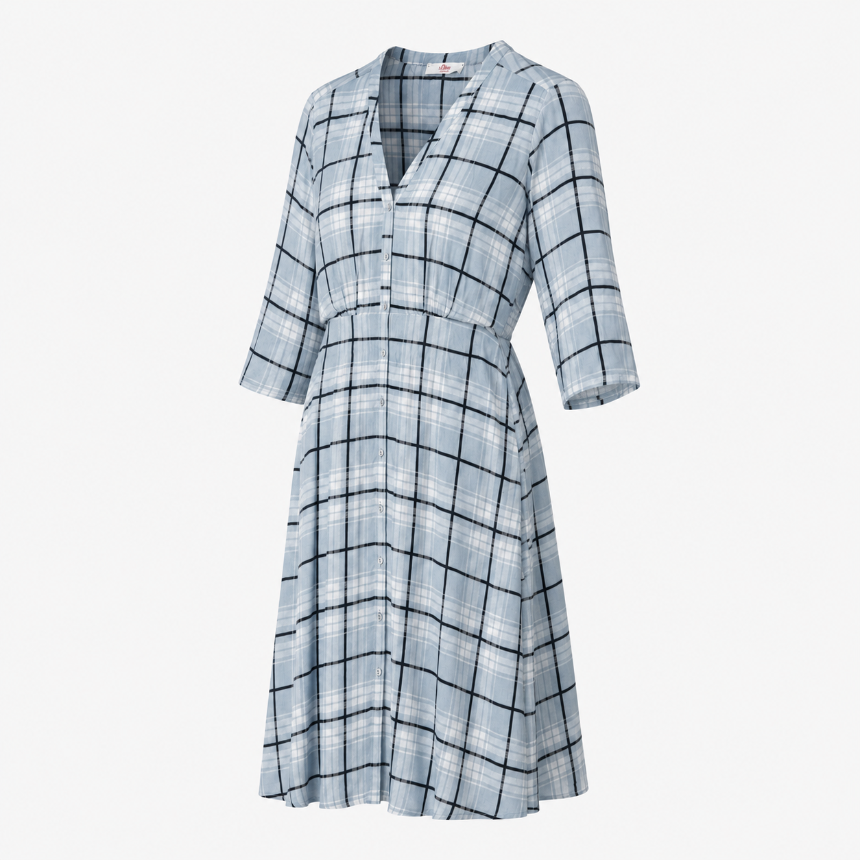 Rochie s.Oliver bleu în carouri din vâscoză