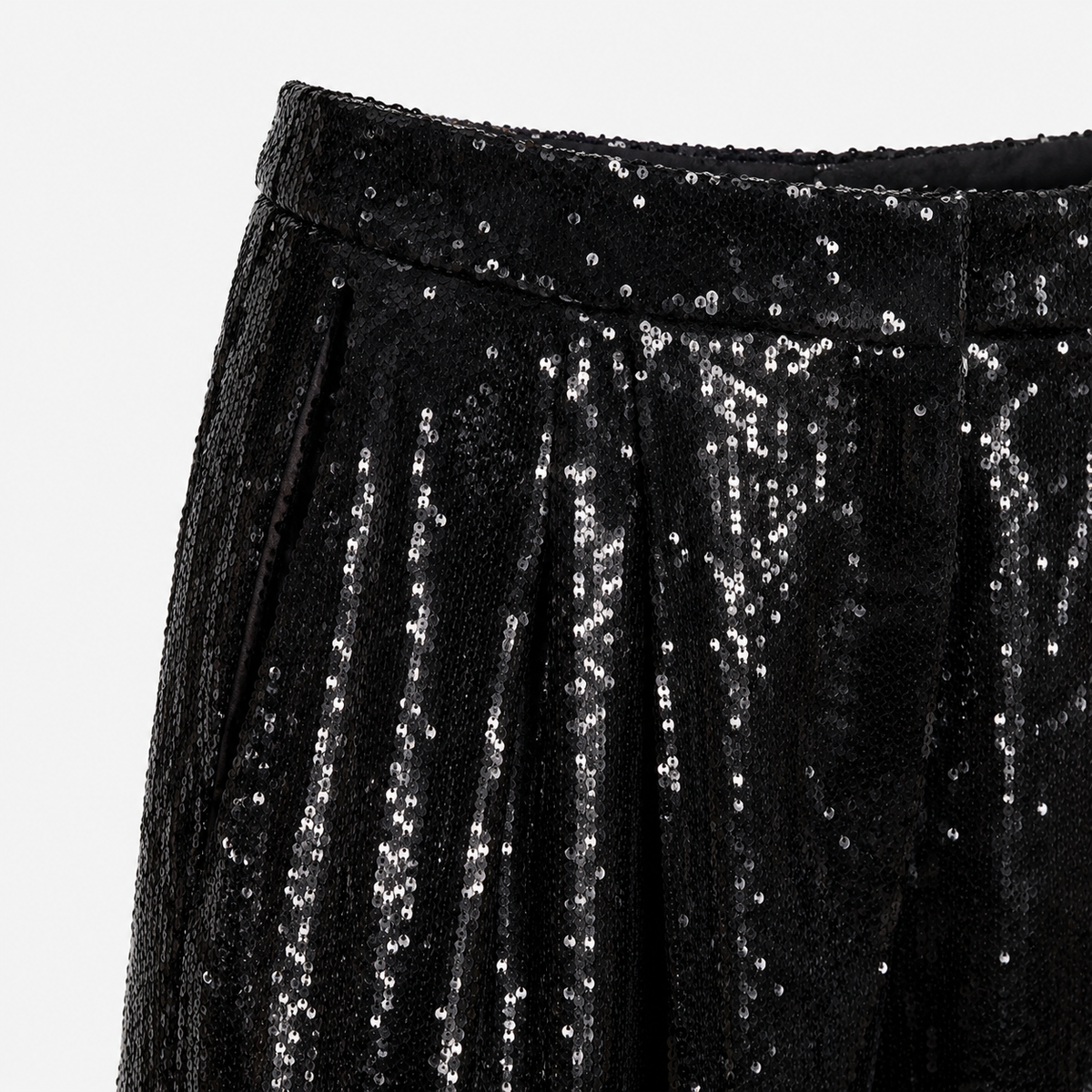 Pantaloni River Island Plus negri cu paiete
