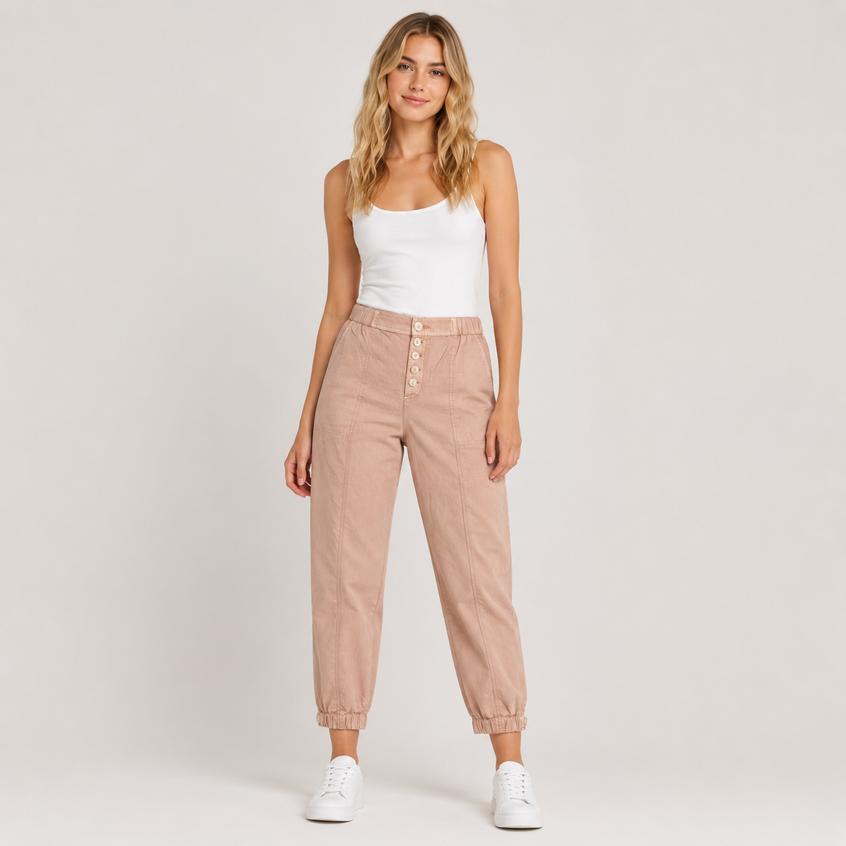 Pantaloni edc by Esprit roz pudrat jogger