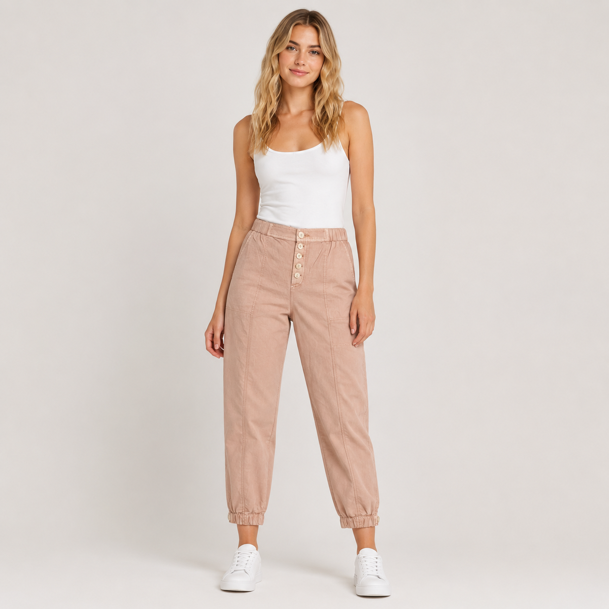 Pantaloni edc by Esprit roz pudrat jogger
